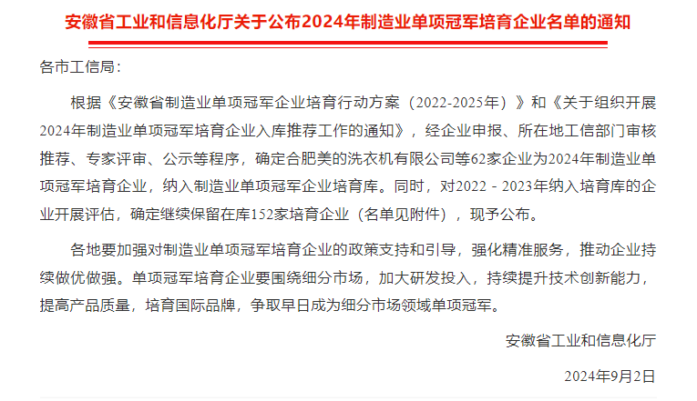 祝賀公司繼續(xù)獲2022－2023年單項(xiàng)冠軍培育企業(yè)（評(píng)估合格繼續(xù)留庫(kù)）！